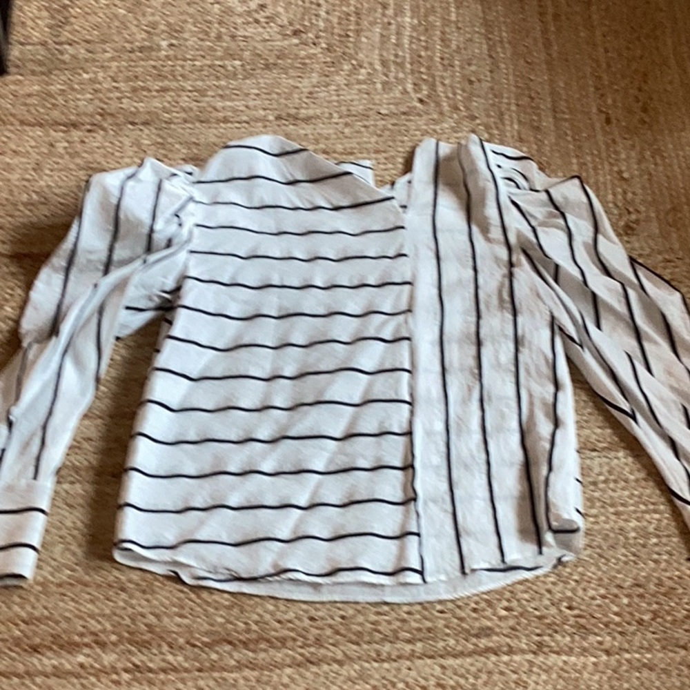 Zara Black and White Striped Blouse